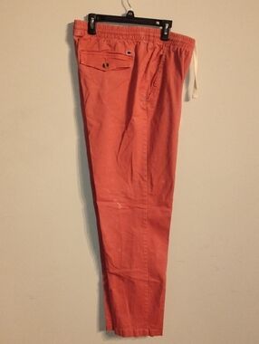 Men's Casual Elastic Waist Pants in Coral By Crown & Ivey 34x29